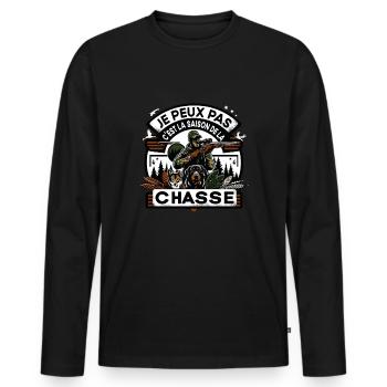 I can't hunting season humor hunter - Men's Premium Organic Long Sleeve Shirt - black - Front - Nico (187cm)