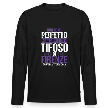 Florence Gift Fan Fiorentino Football Calcio - Men's Premium Organic Long Sleeve Shirt - black - Front - Nico (187cm)
