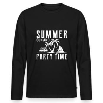 Sommer, Sonne Und Partyzeit - Männer Premium Bio Langarmshirt - Schwarz - Vorne - Nico (187cm)