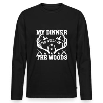 Mein Abendessen Ist Immer Noch Im Wald - Männer Premium Bio Langarmshirt - Schwarz - Vorne - Nico (187cm)