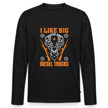 J’aime les gros sous et les camions diesel - T-shirt manches longues Premium bio Homme - noir - Devant - Nico (187cm)
