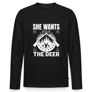 Elle veut le chevreuil - T-shirt manches longues Premium bio Homme - noir - Devant - Nico (187cm)