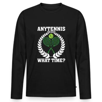 Tennis And Beer What Time? - Men's Premium Organic Long Sleeve Shirt - black - Front - Nico (187cm)