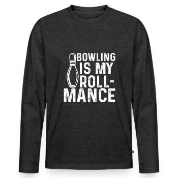Le bowling, c’est mon cheval de bataille - T-shirt manches longues Premium bio Homme - anthracite chiné - Devant - Nico (187cm)