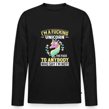 Je suis une de licorne... La baise à tous ceux qui S - T-shirt manches longues Premium bio Homme - noir - Devant - Nico (187cm)
