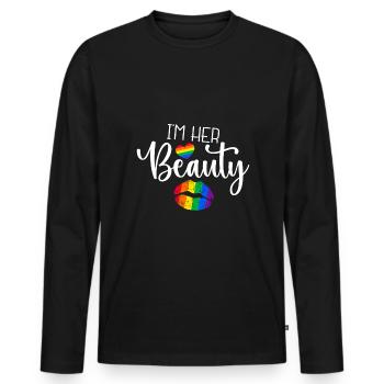 Je suis sa beauté - T-shirt manches longues Premium bio Homme - noir - Devant - Nico (187cm)
