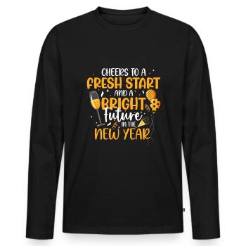 Cheers To A Fresh Start And A Bright Future In The - Men's Premium Organic Long Sleeve Shirt - black - Front - Nico (187cm)