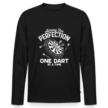 Das Streben nach Perfektion, ein Pfeil nach dem anderen. - Männer Premium Bio Langarmshirt - Schwarz - Vorne - Nico (187cm)