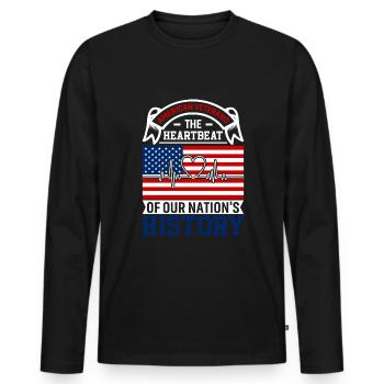 American Veterans: The Heartbeat Of Our Nation'S H - Men's Premium Organic Long Sleeve Shirt - black - Front - Nico (187cm)