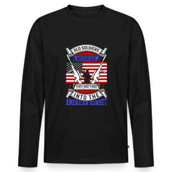 Alte Soldaten sterben nie, sie verschwinden nur in der Mitte - Männer Premium Bio Langarmshirt - Schwarz - Vorne - Nico (187cm)