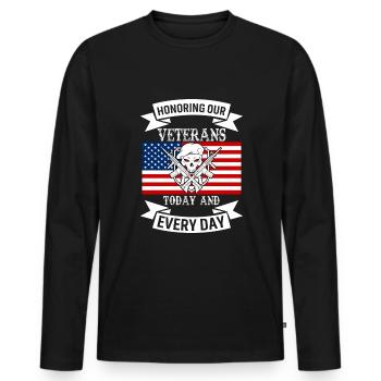 Honoring Our Veterans, Today And Every Day. - Men's Premium Organic Long Sleeve Shirt - black - Front - Nico (187cm)
