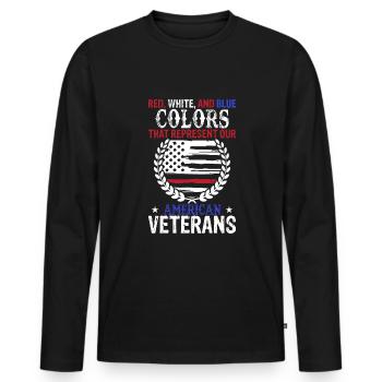 Rouge, blanc et bleu - couleurs qui représentent notre A - T-shirt manches longues Premium bio Homme - noir - Devant - Nico (187cm)