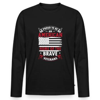 Stolz, ein Amerikaner zu sein, Heimat des tapferen Veteranen - Männer Premium Bio Langarmshirt - Schwarz - Vorne - Nico (187cm)
