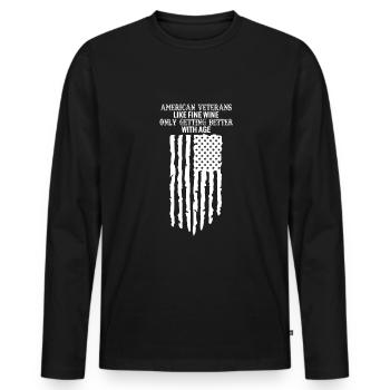 Vétérans américains : comme le bon vin, il n’y a que l’être - T-shirt manches longues Premium bio Homme - noir - Devant - Nico (187cm)