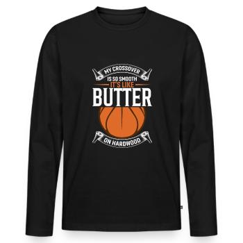 Mein Crossover ist so glatt, es ist wie Butter auf Har - Männer Premium Bio Langarmshirt - Schwarz - Vorne - Nico (187cm)