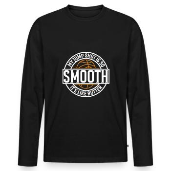 Mein Sprungschuss ist so glatt, er ist wie Butter. - Männer Premium Bio Langarmshirt - Schwarz - Vorne - Nico (187cm)