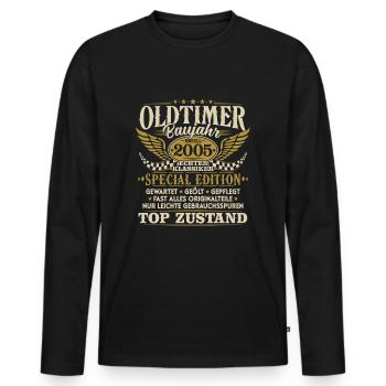 Oldtimer Baujahr 2005 Jahrgang Geburtstag Geschenk - Männer Premium Bio Langarmshirt - Schwarz - Vorne - Nico (187cm)