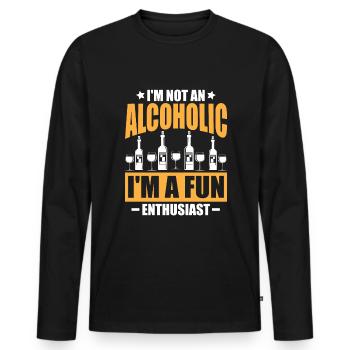 Ich bin kein Alkoholiker, ich bin ein Spaß-Enthusiast. - Männer Premium Bio Langarmshirt - Schwarz - Vorne - Nico (187cm)