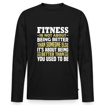 Le fitness ne consiste pas à être meilleur que quelqu’un d’autre - T-shirt manches longues Premium bio Homme - noir - Devant - Nico (187cm)