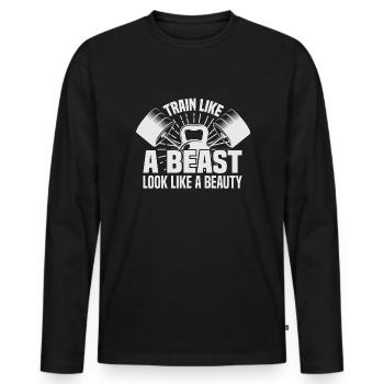 Train Like A Beast, Look Like A Beauty. - Men's Premium Organic Long Sleeve Shirt - black - Front - Nico (187cm)