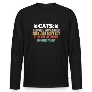 Chats : parce que parfois les chiens ne le coupent pas - T-shirt manches longues Premium bio Homme - noir - Devant - Nico (187cm)