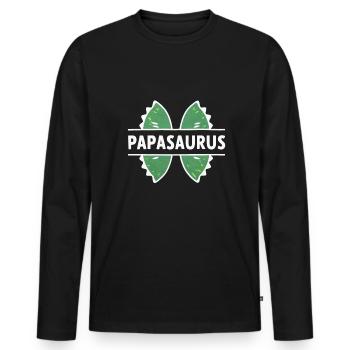 Papasaurus Papasaurus Vatertags-Humor-Geschenk - Männer Premium Bio Langarmshirt - Schwarz - Vorne - Nico (187cm)