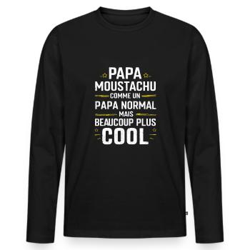 Father's Day Humor Moustached Dad Gift - Men's Premium Organic Long Sleeve Shirt - black - Front - Nico (187cm)