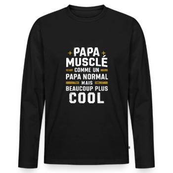 Muscular Dad Gift Father's Day Humor - Men's Premium Organic Long Sleeve Shirt - black - Front - Nico (187cm)