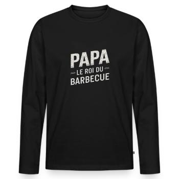 Father's Day Dad King of Barbecue Humor Gift - Men's Premium Organic Long Sleeve Shirt - black - Front - Nico (187cm)