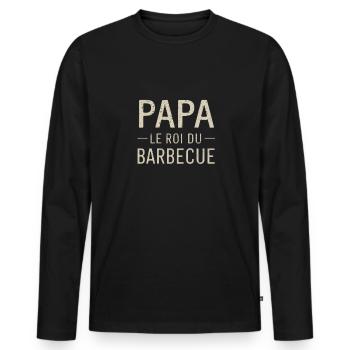 Father's Day Dad King of Barbecue Humor Gift - Men's Premium Organic Long Sleeve Shirt - black - Front - Nico (187cm)