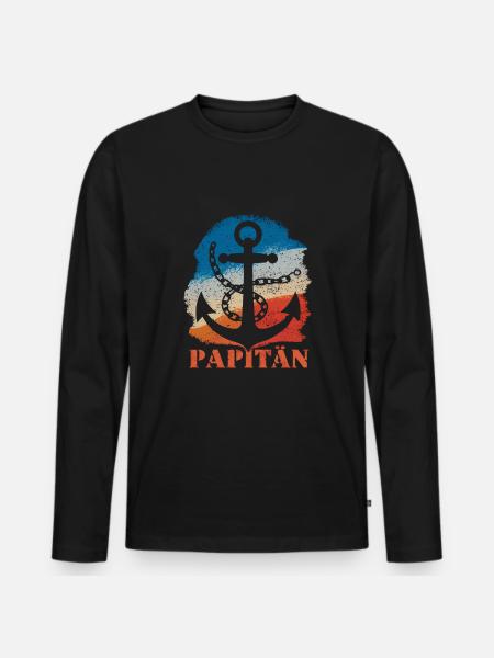 Papitän Anker Maritim Nostalgia - Men's Premium Organic Long Sleeve Shirt - black