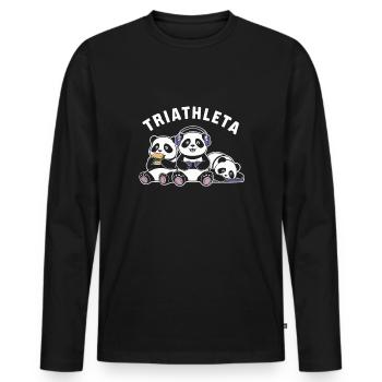 Gamer Triathlon Funny Pandas - Men's Premium Organic Long Sleeve Shirt - black - Front - Nico (187cm)