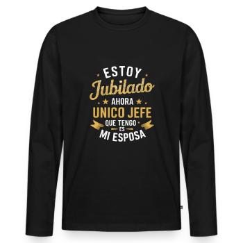 Je suis à la retraite maintenant Le seul patron que j’ai est mon - T-shirt manches longues Premium bio Homme - noir - Devant - Nico (187cm)