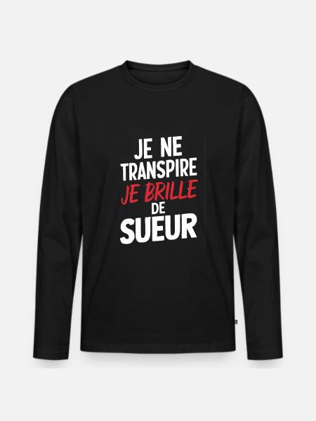Jeg sveder ikke, jeg gløder med sved humor fitness - Premium økologisk langærmet T-shirt til mænd - sort