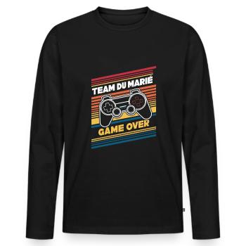Team Du Marié Game Over Mari Geek Humour - T-shirt manches longues Premium bio Homme - noir - Devant - Nico (187cm)