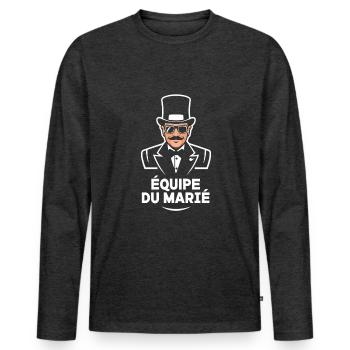 Groom's Team Hat Classroom Wedding - Men's Premium Organic Long Sleeve Shirt - heather anthracite - Front - Nico (187cm)