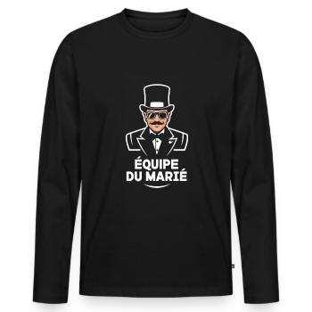 Bräutigam Team Hut Klassenzimmer Hochzeit - Männer Premium Bio Langarmshirt - Schwarz - Vorne - Nico (187cm)