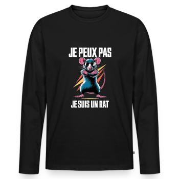 Rats stingy humor I can't I'm a rat - Men's Premium Organic Long Sleeve Shirt - black - Front - Nico (187cm)