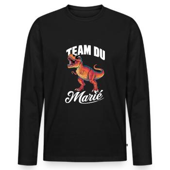 Mariage Homme Dinosaure Team Du Marié T-Rex - T-shirt manches longues Premium bio Homme - noir - Devant - Nico (187cm)