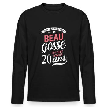 A handsome 20 year old funny birthday gift - Men's Premium Organic Long Sleeve Shirt - black - Front - Nico (187cm)