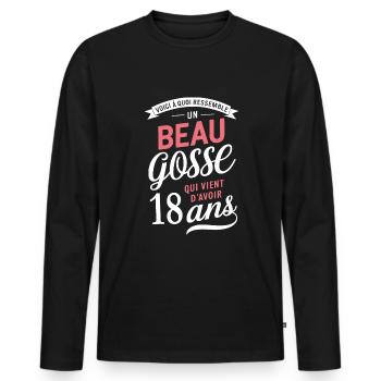 Un Beau Gosse De 18 Ans Cadeau Anniversaire Drôle - T-shirt manches longues Premium bio Homme - noir - Devant - Nico (187cm)