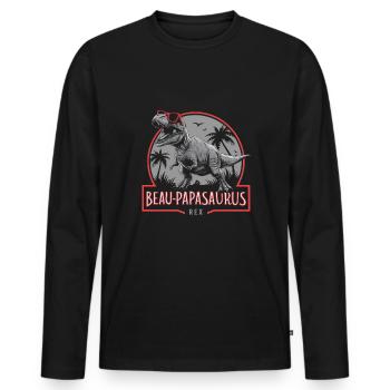 Handsome Papasaurus Rex Gift Stepfather Dinosaur - Men's Premium Organic Long Sleeve Shirt - black - Front - Nico (187cm)