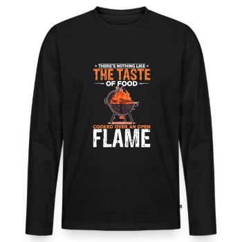 Es gibt nichts Besseres als den Geschmack von Essen, das übergart wird - Männer Premium Bio Langarmshirt - Schwarz - Vorne - Nico (187cm)