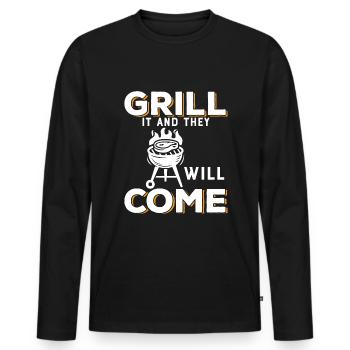 Faites-le griller et ils viendront. - T-shirt manches longues Premium bio Homme - noir - Devant - Nico (187cm)