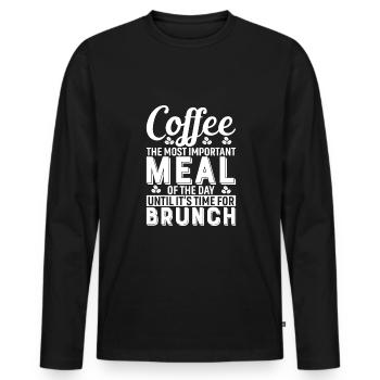 Coffee: The Most Important Meal Of The Day… Until - Men's Premium Organic Long Sleeve Shirt - black - Front - Nico (187cm)
