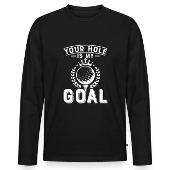 Votre trou est mon objectif - T-shirt manches longues Premium bio Homme - noir - Devant - Nico (187cm)