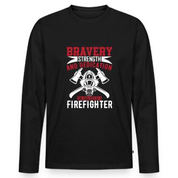 Bravery, strength, and dedication - the qualities - Men's Premium Organic Long Sleeve Shirt - black - Front - Nico (187cm)