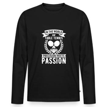 In the world of table tennis, precision meets pass - Men's Premium Organic Long Sleeve Shirt - black - Front - Nico (187cm)