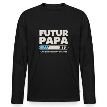 Announcement Pregnancy Dad Father-to-be 2025 - Men's Premium Organic Long Sleeve Shirt - black - Front - Nico (187cm)