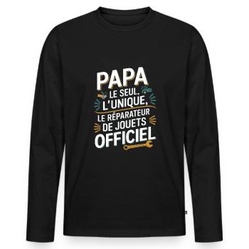 Daddy the Only, the Unique, the Toy Repairman - Men's Premium Organic Long Sleeve Shirt - black - Front - Nico (187cm)